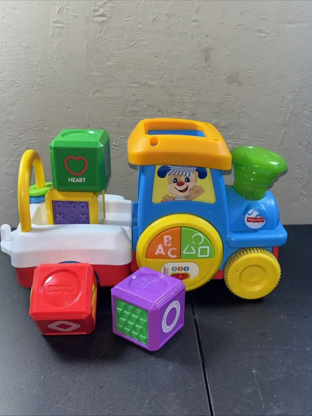 Fisher-Price Laugh & Learn First Words Crawl Along Train & Peek-A-Blocks Tested